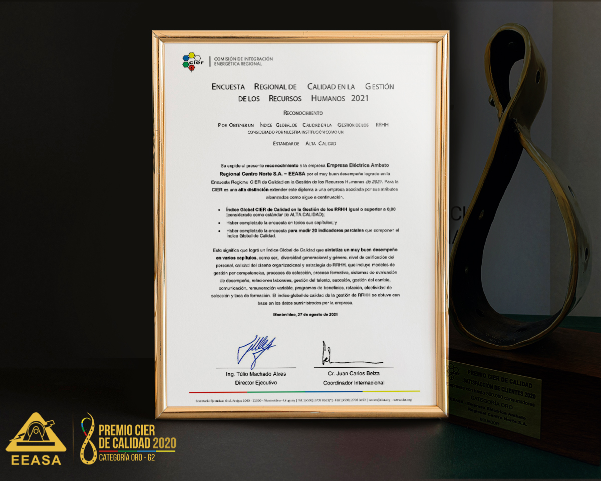 EEASA, OBTIENE RECONOCIMIENTO INTERNACIONAL POR LA GESTIÓN DE RECURSOS HUMANOS