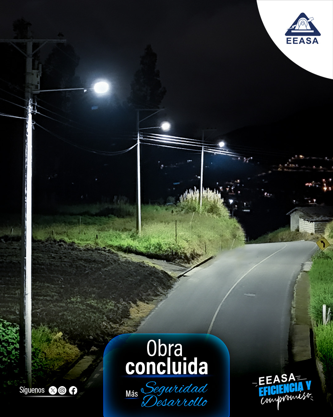 LA EEASA MEJORA EL ALUMBRADO PÚBLICO EN EL CENTRO PARROQUIAL DE PILAHUÍN – AMBATO.